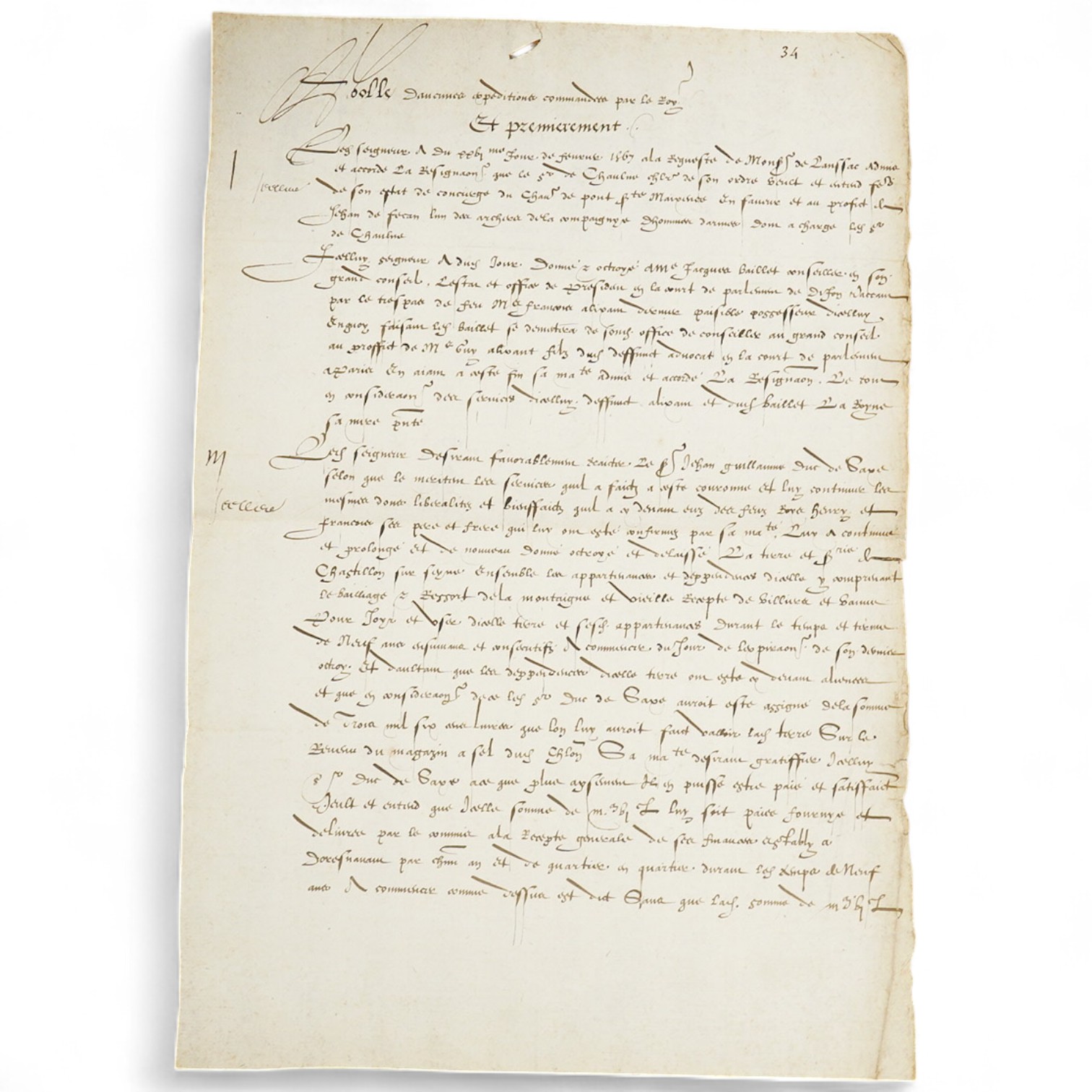 A mid 16th century letter on a single sheet of paper signed by Charles IX of France (1550-1574), the letter also references his mother Catherine de Medici in “leur majestes” who had been regent.